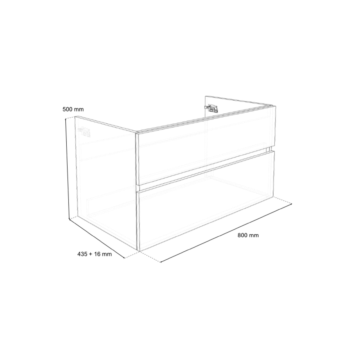 Glyde 800mm 2 Drawer W/H