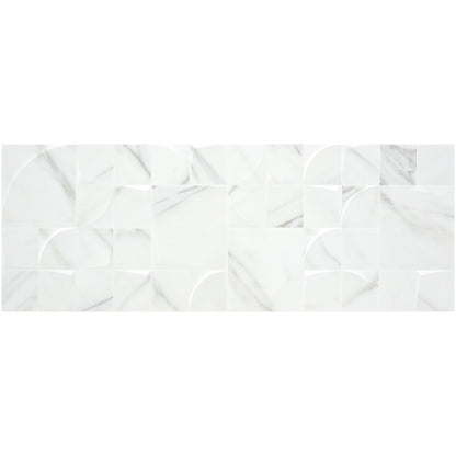 White marble effect wall tile with qube design